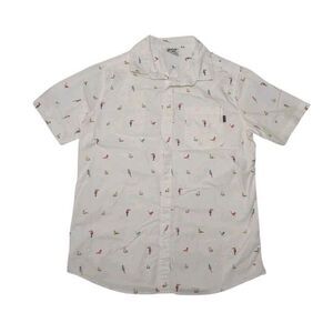 Hurley Men's Medium Shirt Birds Button Up Short Sleeve‎ Cotton Spandex